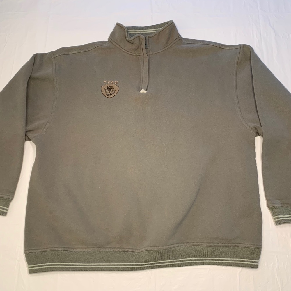 Vintage Artisans Navy Green Long Sleeve 1/4 Zip Pullover Sweatshirt Men’s XXL